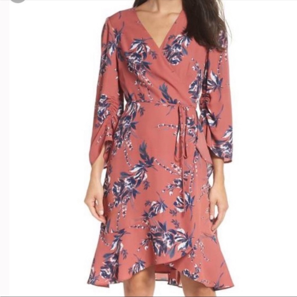 Charles Henry wrap dress Floral Pink L